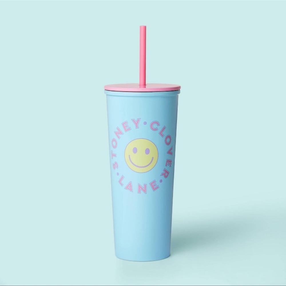 Stoney Clover Lane x Target Collab Baby Blue Smiley Face Stainless Steel Tumbler